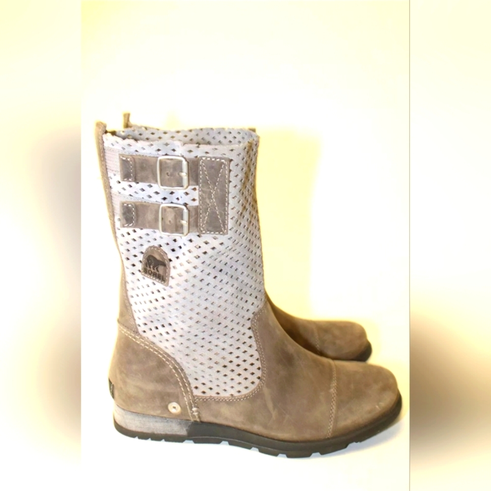 Sorel Major Mesh Pull On Womens Size 9 40 Perf Leather Mid Calf Boots NL2167-060